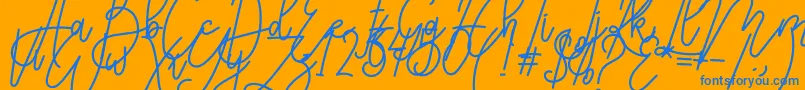 Karyland Font – Blue Fonts on Orange Background