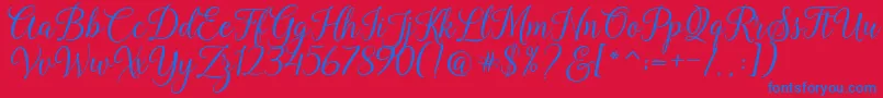 Kasandra Script Font – Blue Fonts on Red Background