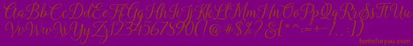 Kasandra Script-Schriftart – Braune Schriften auf violettem Hintergrund