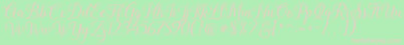 Kasandra Script-fontti – vaaleanpunaiset fontit vihreällä taustalla