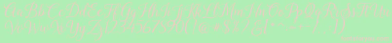 Kasandra Script-Schriftart – Rosa Schriften auf grünem Hintergrund