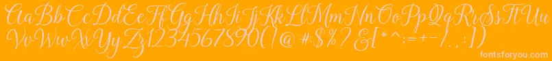 Kasandra Script-Schriftart – Rosa Schriften auf orangefarbenem Hintergrund