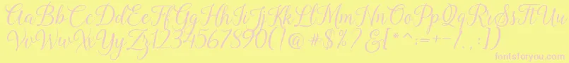 Kasandra Script Font – Pink Fonts on Yellow Background