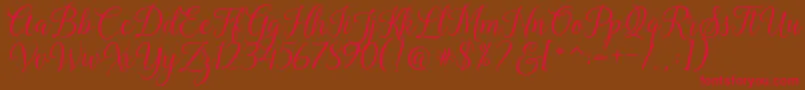 Kasandra Script-Schriftart – Rote Schriften auf braunem Hintergrund