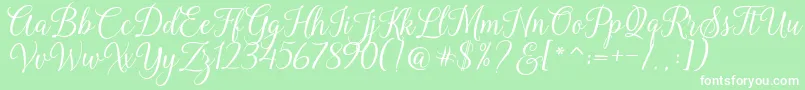 Kasandra Script Font – White Fonts on Green Background