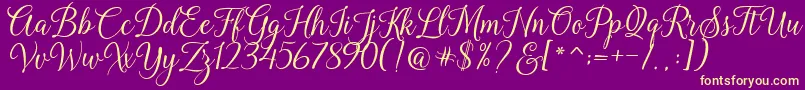 Kasandra Script Font – Yellow Fonts on Purple Background