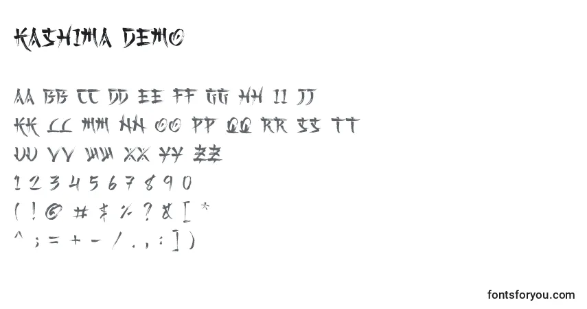 A fonte Kashima Demo – alfabeto, números, caracteres especiais