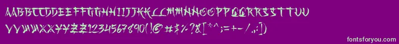 Kashima Demo Font – Green Fonts on Purple Background