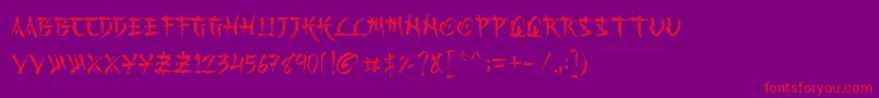 Kashima Demo-Schriftart – Rote Schriften auf violettem Hintergrund