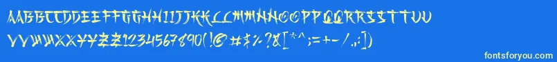 Kashima Demo Font – Yellow Fonts on Blue Background
