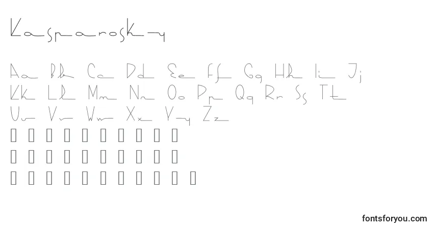 Schriftart Kasparosky (131416) – Alphabet, Zahlen, spezielle Symbole