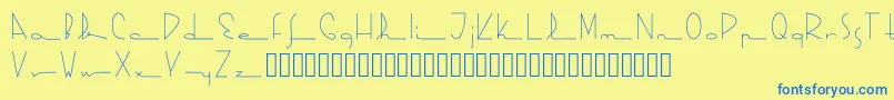 Kasparosky-Schriftart – Blaue Schriften auf gelbem Hintergrund