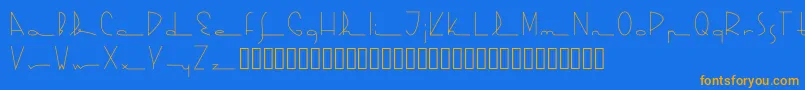 Kasparosky-Schriftart – Orangefarbene Schriften auf blauem Hintergrund