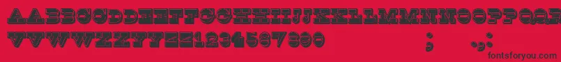 KaspiyskFilled-Schriftart – Schwarze Schriften auf rotem Hintergrund
