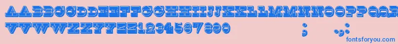 フォントKaspiyskFilled – ピンクの背景に青い文字
