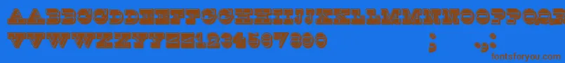 KaspiyskFilled-Schriftart – Braune Schriften auf blauem Hintergrund