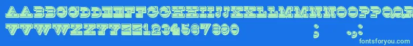 KaspiyskFilled Font – Green Fonts on Blue Background