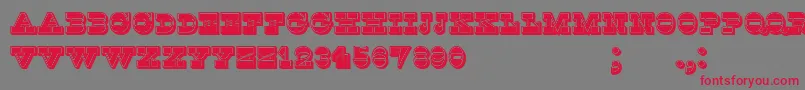 フォントKaspiyskFilled – 赤い文字の灰色の背景