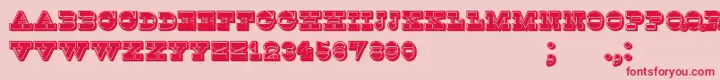 KaspiyskFilled-Schriftart – Rote Schriften auf rosa Hintergrund