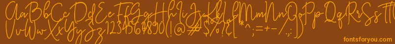 KastingScript Font – Orange Fonts on Brown Background