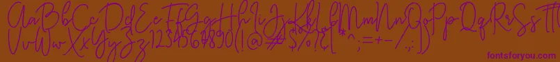 KastingScript-Schriftart – Violette Schriften auf braunem Hintergrund