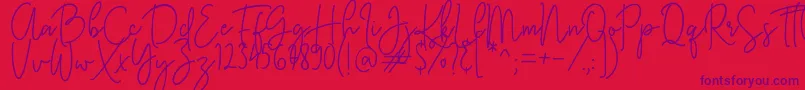 KastingScript-Schriftart – Violette Schriften auf rotem Hintergrund