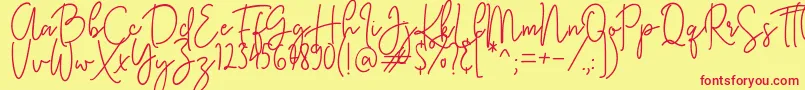 フォントKastingScript – 赤い文字の黄色い背景