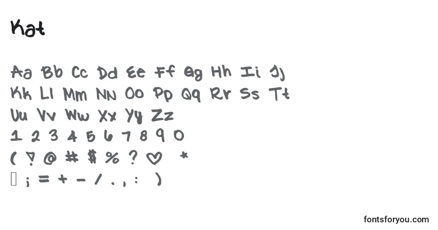 A fonte Kat – alfabeto, números, caracteres especiais