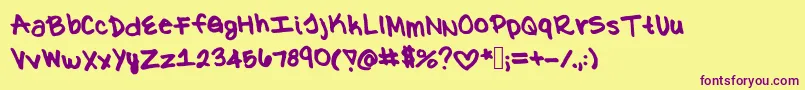 Kat Font – Purple Fonts on Yellow Background