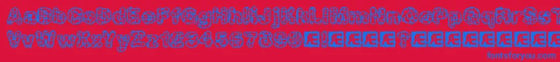 Czcionka kataacti – niebieskie czcionki na czerwonym tle