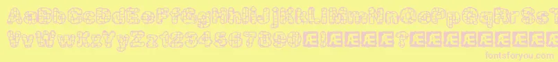 フォントkataacti – ピンクのフォント、黄色の背景