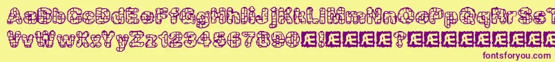 kataacti Font – Purple Fonts on Yellow Background