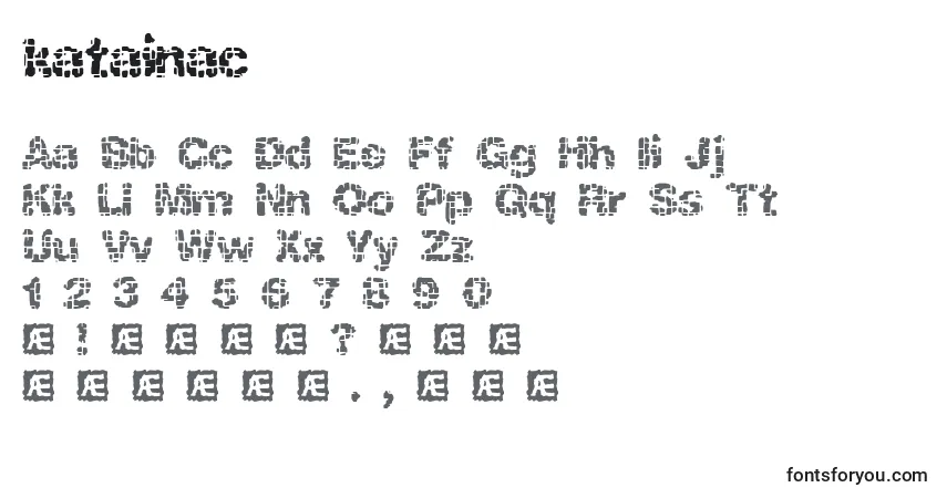 Czcionka Katainac (131423) – alfabet, cyfry, specjalne znaki