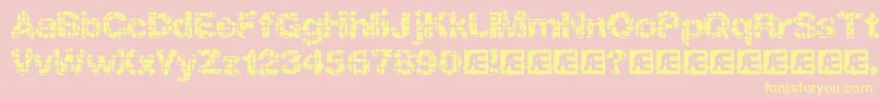 katainac-Schriftart – Gelbe Schriften auf rosa Hintergrund