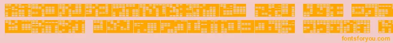 katakana,block-Schriftart – Orangefarbene Schriften auf rosa Hintergrund