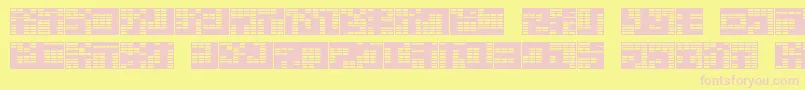 Czcionka katakana,block – różowe czcionki na żółtym tle