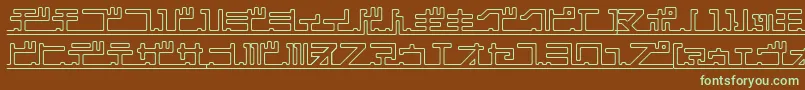 フォントkatakana,pipe – 緑色の文字が茶色の背景にあります。