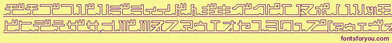Czcionka katakana,pipe – fioletowe czcionki na żółtym tle