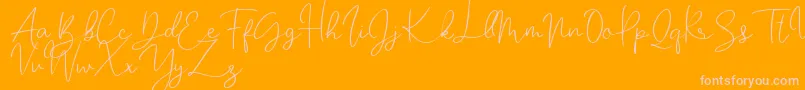 Katalia-Schriftart – Rosa Schriften auf orangefarbenem Hintergrund