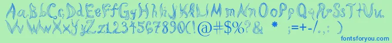 Katas Cornleaves-Schriftart – Blaue Schriften auf grünem Hintergrund