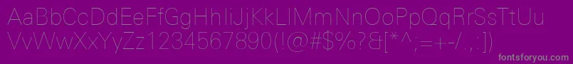 UniversNextProUltralight-Schriftart – Graue Schriften auf violettem Hintergrund