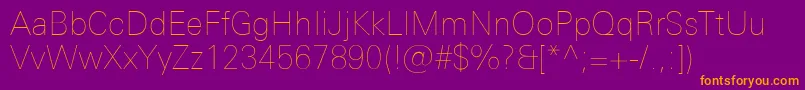 UniversNextProUltralight Font – Orange Fonts on Purple Background