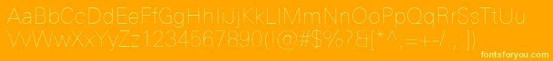 UniversNextProUltralight Font – Yellow Fonts on Orange Background