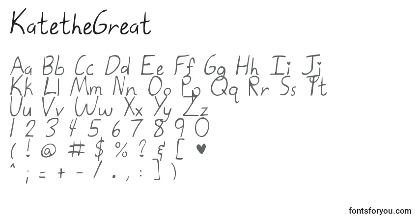 Schriftart KatetheGreat (131430) – Alphabet, Zahlen, spezielle Symbole