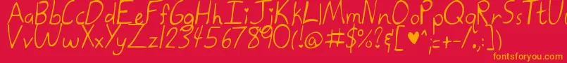 フォントKatetheGreat – 赤い背景にオレンジの文字