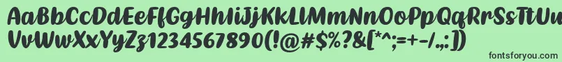 フォントKathen Font by Situjuh 7NTypes – 緑の背景に黒い文字