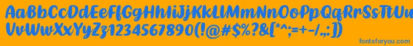 Kathen Font by Situjuh 7NTypes-Schriftart – Blaue Schriften auf orangefarbenem Hintergrund