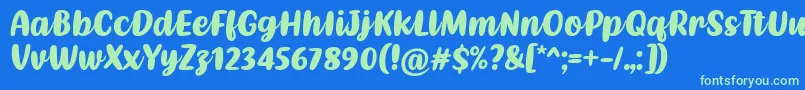 フォントKathen Font by Situjuh 7NTypes – 青い背景に緑のフォント