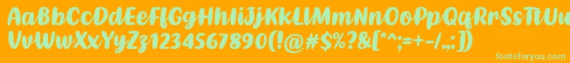 Czcionka Kathen Font by Situjuh 7NTypes – zielone czcionki na pomarańczowym tle