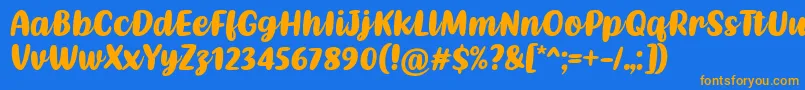 Fonte Kathen Font by Situjuh 7NTypes – fontes laranjas em um fundo azul